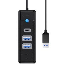 Orico Hub Adapter USB to 2x USB 3.0 + USB-C, 5 Gbps, 0.15m (Black) цена и информация | Адаптеры и USB разветвители | 220.lv