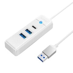 Orico Hub Adapter USB to 2x USB 3.0 + USB-C, 5 Gbps, 0.15 м (White) цена и информация | Адаптеры и USB разветвители | 220.lv