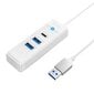 Orico Hub Adapter USB to 2x USB 3.0 + USB-C, 5 Gbps, 0.15m (White) cena un informācija | Adapteri un USB centrmezgli | 220.lv