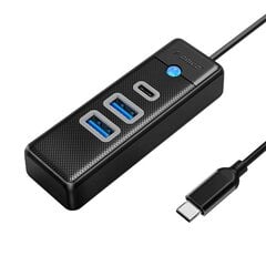 Orico Hub Adapter USB-C to 2x USB 3.0 + USB-C, 5 Gbps, 0.15 м (Black) цена и информация | Адаптеры и USB разветвители | 220.lv