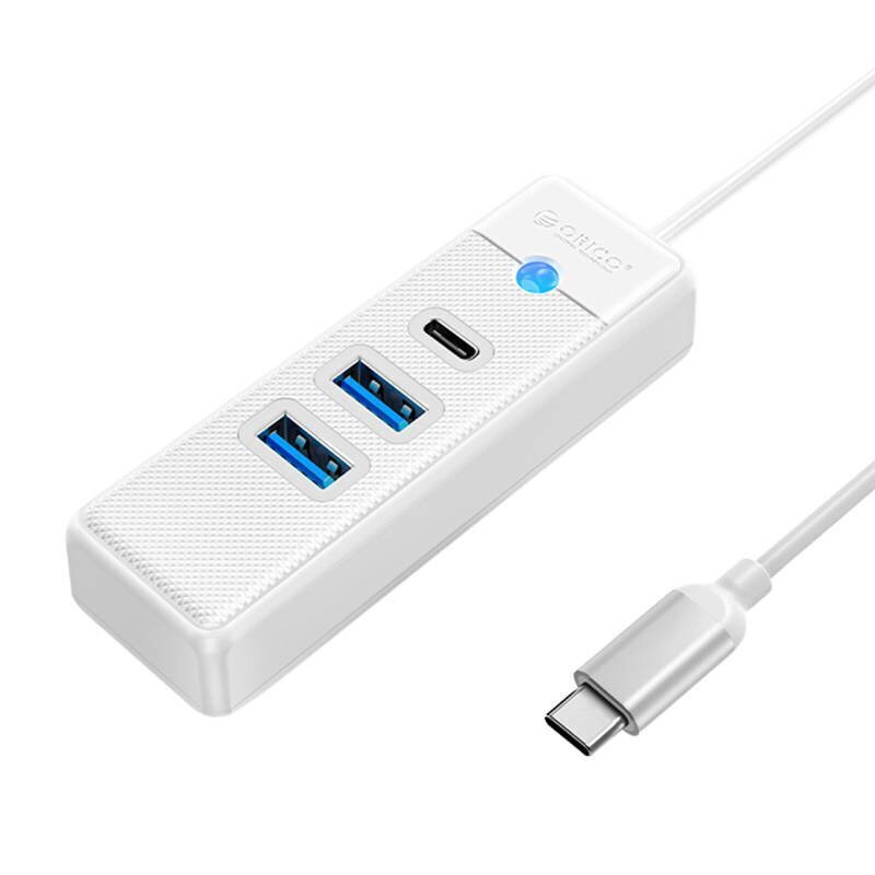 Orico Hub Adapter USB-C to 2x USB 3.0 + USB-C, 5 Gbps, 0.15m (White) cena un informācija | Adapteri un USB centrmezgli | 220.lv