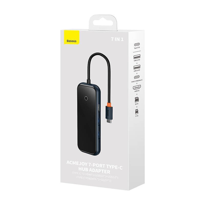 Hub 7in1 Baseus AcmeJoy Series USB-C to 2xUSB 3.0 + HDMI + USB 2.0 + USB-C PD + SD|TF (dark grey) цена и информация | Adapteri un USB centrmezgli | 220.lv