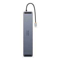 Hub 11in1 Baseus EliteJoy Gen2 series USB-C to 3xUSB 3.0 + USB 2.0 + USB-C PD + USB-C + RJ45 + HDMI + jack 3.5mm + SD|TF (grey) цена и информация | Адаптеры и USB разветвители | 220.lv