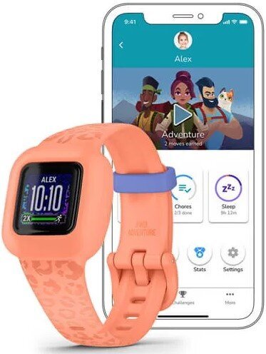 Garmin vívofit® jr. 3 Garmin Peach Leopard cena un informācija | Viedpulksteņi (smartwatch) | 220.lv