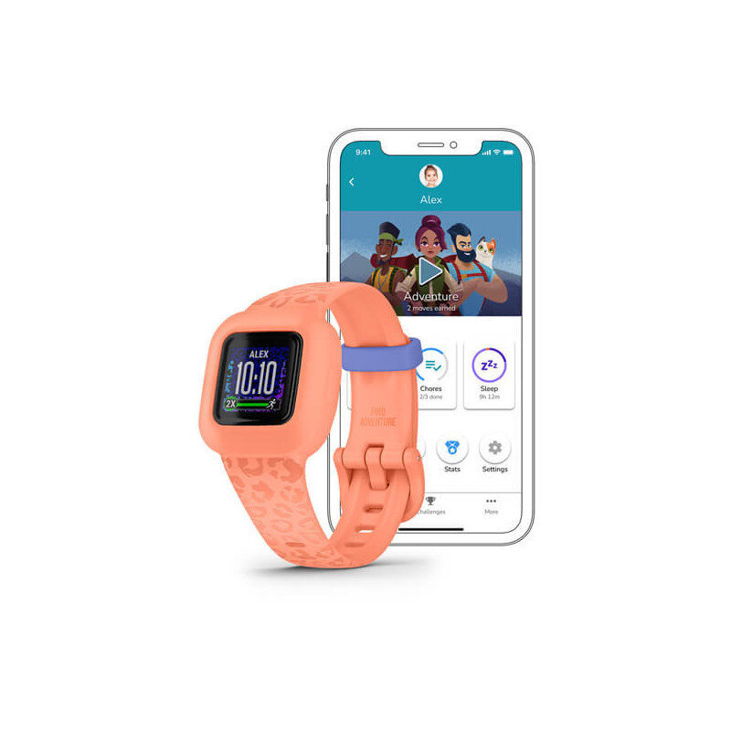 Garmin vívofit® jr. 3 Garmin Peach Leopard cena un informācija | Viedpulksteņi (smartwatch) | 220.lv