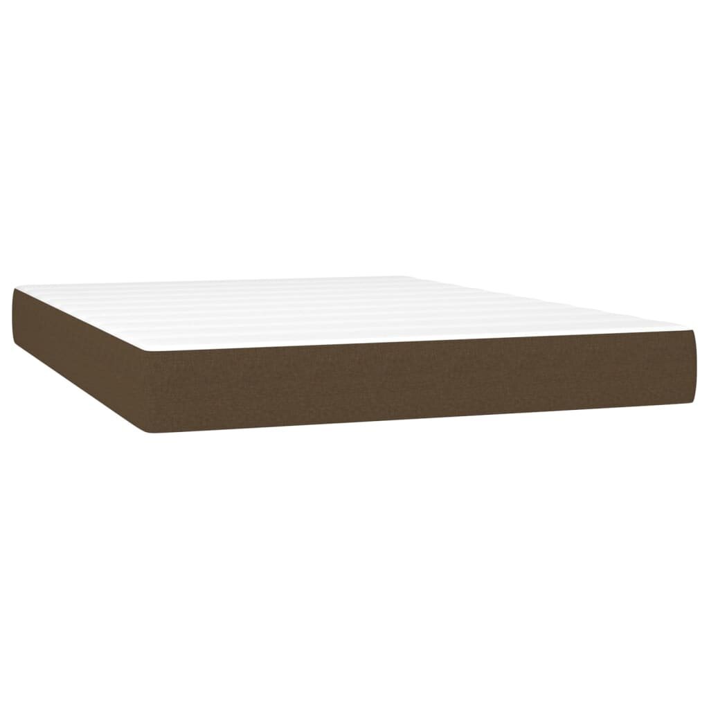 vidaXL atsperu gultas rāmis ar matraci, tumši brūna, 140x190cm, audums цена и информация | Gultas | 220.lv
