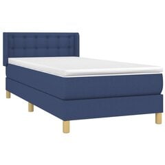 vidaXL atsperu gultas rāmis ar matraci, zils, 100x200 cm, audums cena un informācija | Gultas | 220.lv