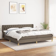 vidaXL atsperu gultas rāmis ar matraci, pelēkbrūna, 200x200 cm, audums цена и информация | Кровати | 220.lv