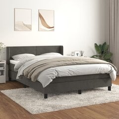 vidaXL atsperu gulta ar matraci, tumši pelēks samts, 140x190 cm cena un informācija | Gultas | 220.lv