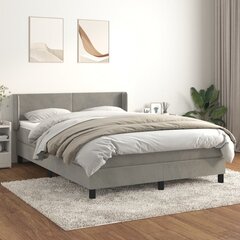 vidaXL atsperu gulta ar matraci, gaiši pelēks samts, 140x200 cm cena un informācija | Gultas | 220.lv