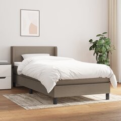 vidaXL atsperu gultas rāmis ar matraci, pelēkbrūna, 100x200 cm, audums цена и информация | Кровати | 220.lv