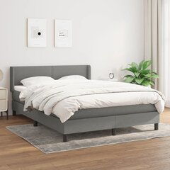 vidaXL atsperu gulta ar matraci, tumši pelēks audums, 140x190 cm cena un informācija | Gultas | 220.lv