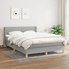 vidaXL atsperu gultas rāmis ar matraci, gaiši pelēks audums, 140x200cm cena un informācija | Gultas | 220.lv