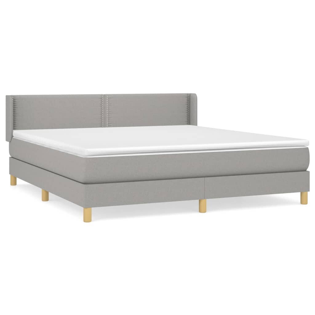 vidaXL atsperu gulta ar matraci, gaiši pelēks audums, 160x200 cm цена и информация | Gultas | 220.lv