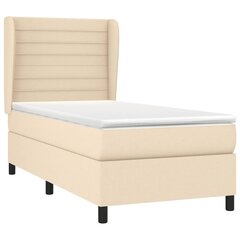 Atsperu gulta ar matraci vidaXL, 90x190 cm, krēmkrāsas cena un informācija | Gultas | 220.lv