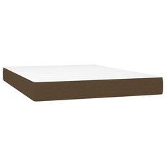 vidaXL atsperu gultas rāmis ar matraci, tumši brūna, 140x190cm, audums cena un informācija | Gultas | 220.lv