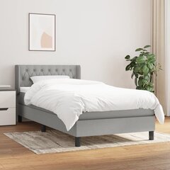 vidaXL atsperu gulta ar matraci, gaiši pelēks, 90x190 cm, audums cena un informācija | Gultas | 220.lv