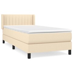 vidaXL atsperu gulta ar matraci, krēmkrāsas, 90x190 cm, audums cena un informācija | Gultas | 220.lv