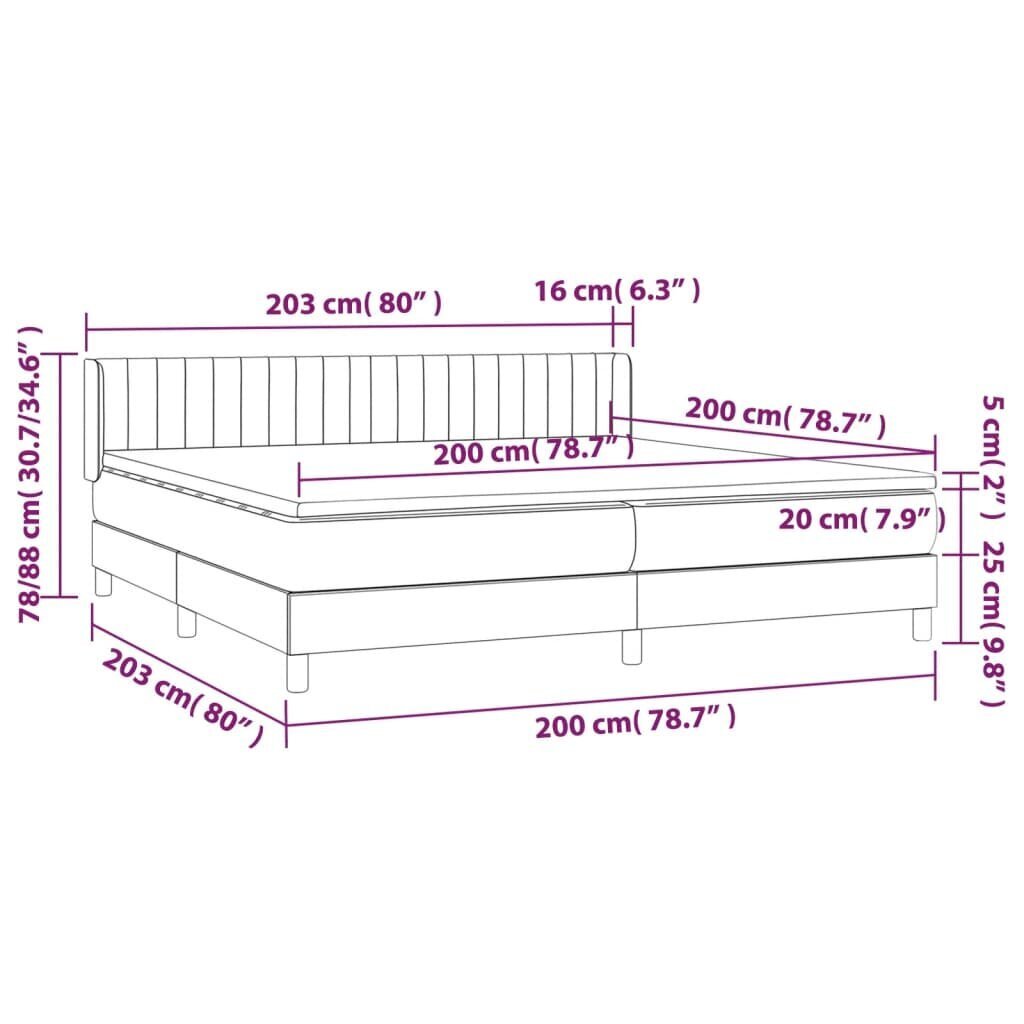 vidaXL atsperu gultas rāmis ar matraci, krēmkrāsas audums, 200x200 cm цена и информация | Gultas | 220.lv