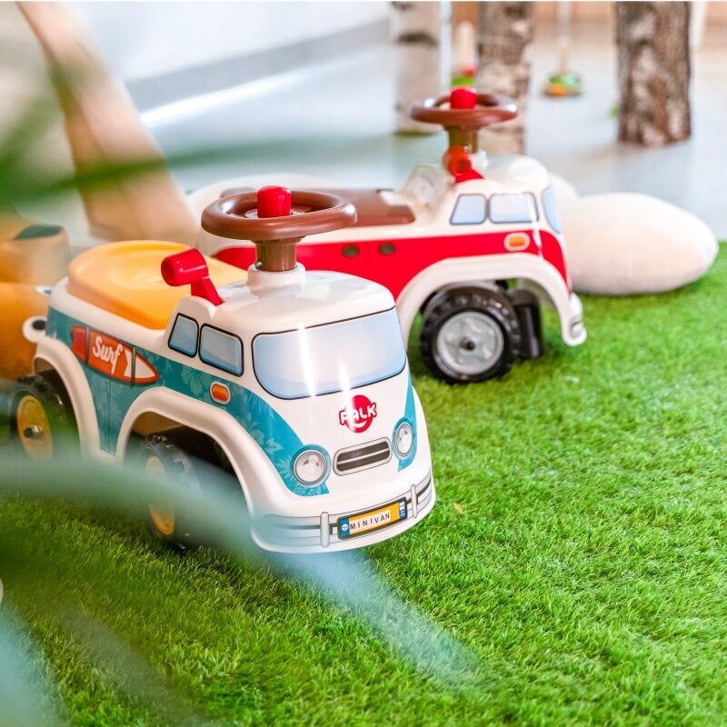 Automašīna Vintage Minivan Ride On, sarkana ar baltu цена и информация | Rotaļlietas zīdaiņiem | 220.lv