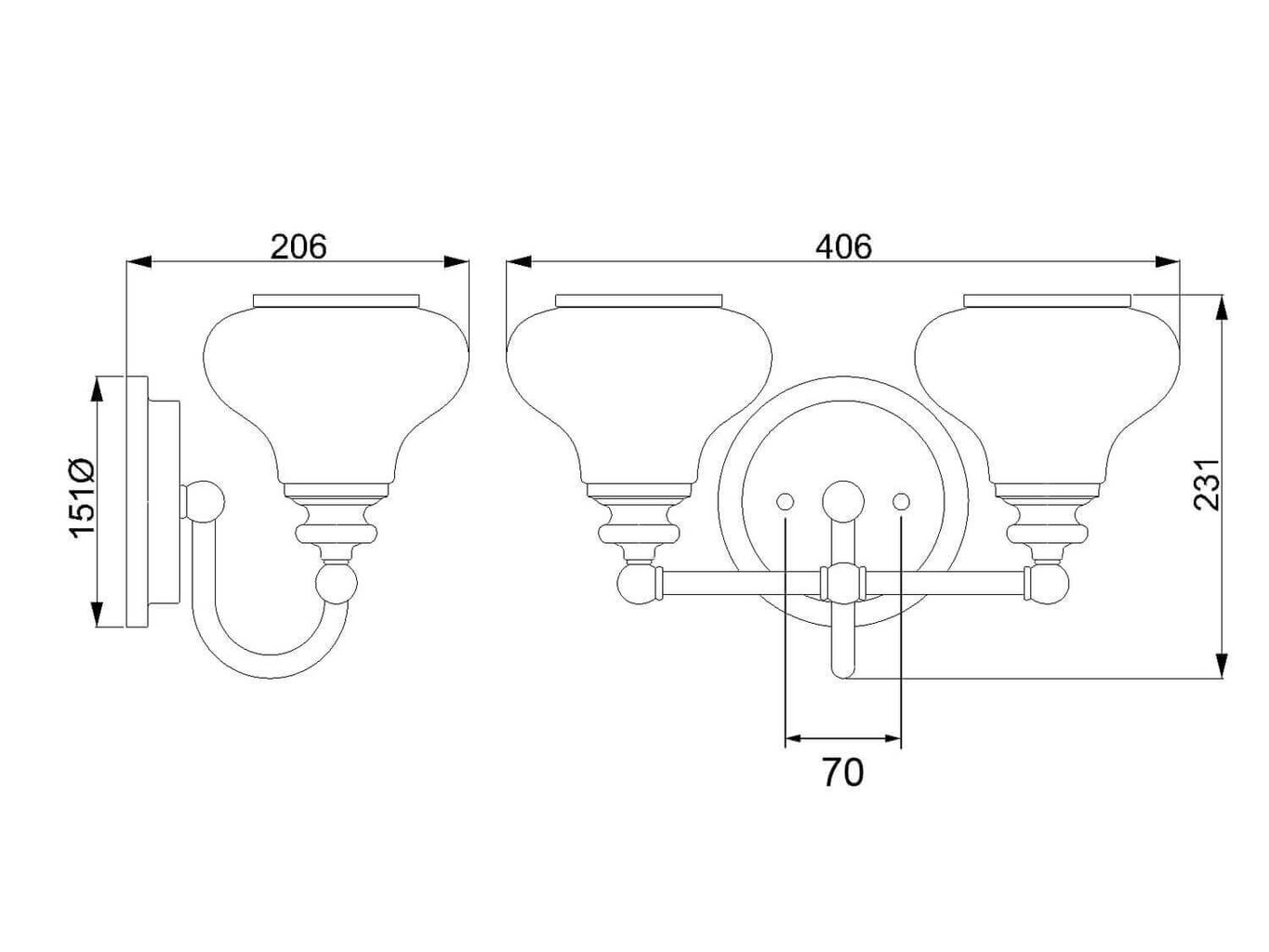 Sienas lampa Elstead Lighting Ainsley HK-AINSLEY2-BATH cena un informācija | Sienas lampas | 220.lv