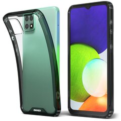 Moozy Xframe Triecienizturīgs vāciņš telefonam Samsung Galaxy A22 5G – divu krāsu caurspīdīgs hibrīda vāciņš ar melnu triecienu absorbējošu TPU apmali цена и информация | Чехлы для телефонов | 220.lv