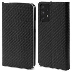 Магнитный откидной футляр Moozy для Samsung Galaxy A53 5G, черный карбон цена и информация | Чехлы для телефонов | 220.lv