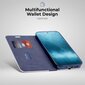 Moozy telefona maciņš - grāmatiņa ar karbona dizainu, saderīgs ar Samsung Galaxy A53 5G – vāciņš ar metālisku maliņu, statīva funkciju un karšu turētāju, Tumši zils cena un informācija | Telefonu vāciņi, maciņi | 220.lv