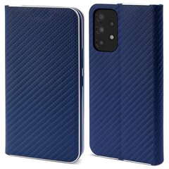 Магнитный откидной футляр Moozy для Samsung Galaxy A33 5G, темно-синий карбон цена и информация | Чехлы для телефонов | 220.lv