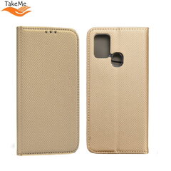 TakeMe Magnēstikas Fiksācijas Sāniski atverams maks bez klipša Samsung Galaxy Xcover 6 Pro (G736U) Zelta cena un informācija | Telefonu vāciņi, maciņi | 220.lv