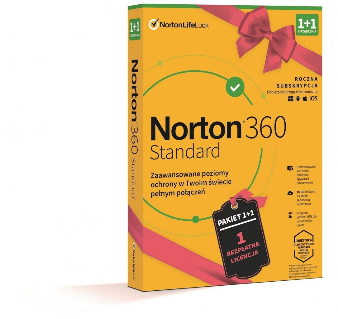 Norton 360 STD Promo 10 GB PL 1 lietotājs + 1 ierīces 12 mēneši 21411368 cena un informācija | Antivīrusa programmatūras | 220.lv