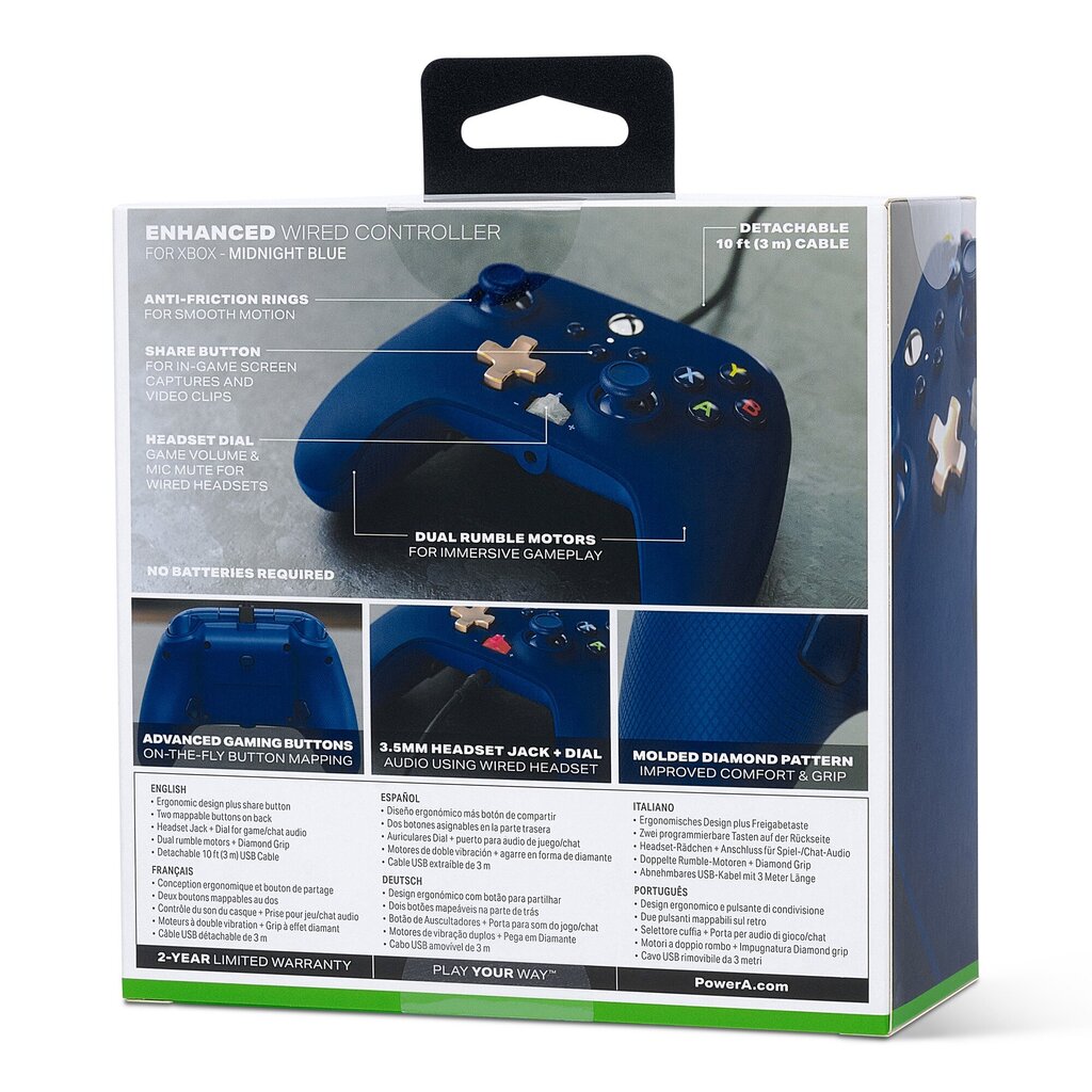 PowerA Midnight Edition ar vadu kontrolieris paredzēts Xbox Series X/S & Xbox One cena un informācija | Spēļu kontrolieri | 220.lv