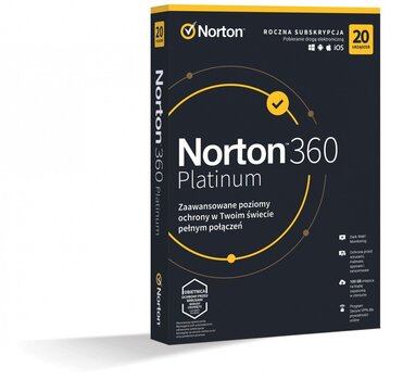 Антивирус Norton 360 PLATINUM 100 ГБ PL, 1 пользователь, 20 устройств, 1 год, 21427517 цена и информация | Антивирусные программы | 220.lv