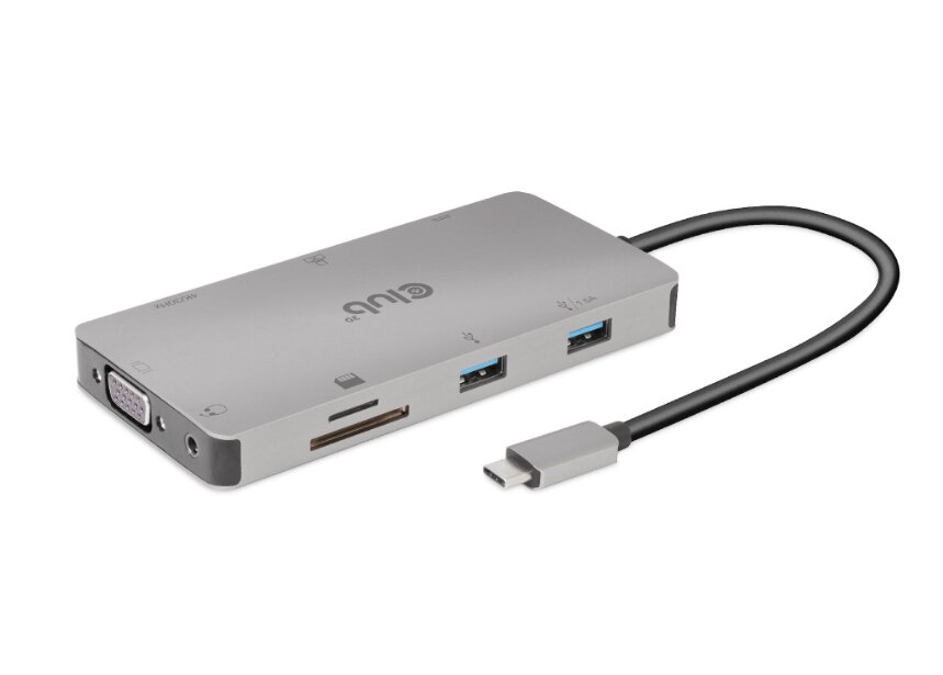 CLUB3D USB Gen1 Type-C 9-in-1 hub with HDMI, VGA, 2x USB Gen1 Type-A, RJ45, SD/Micro SD card slots and USB Gen1 Type-C Female port cena un informācija | Adapteri un USB centrmezgli | 220.lv