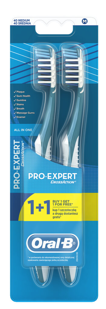 Zobu birstes Oral-B Pro-Expert 40 Medium 2 vienības. цена и информация | Zobu pastas, birstes | 220.lv