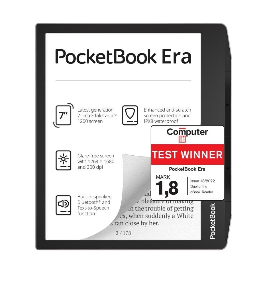 Pocketbook Era 7" 1264x1680|1xUSB-C|Bluetooth|Silver|PB700-U-16-WW цена и информация | E-grāmatu lasītāji | 220.lv