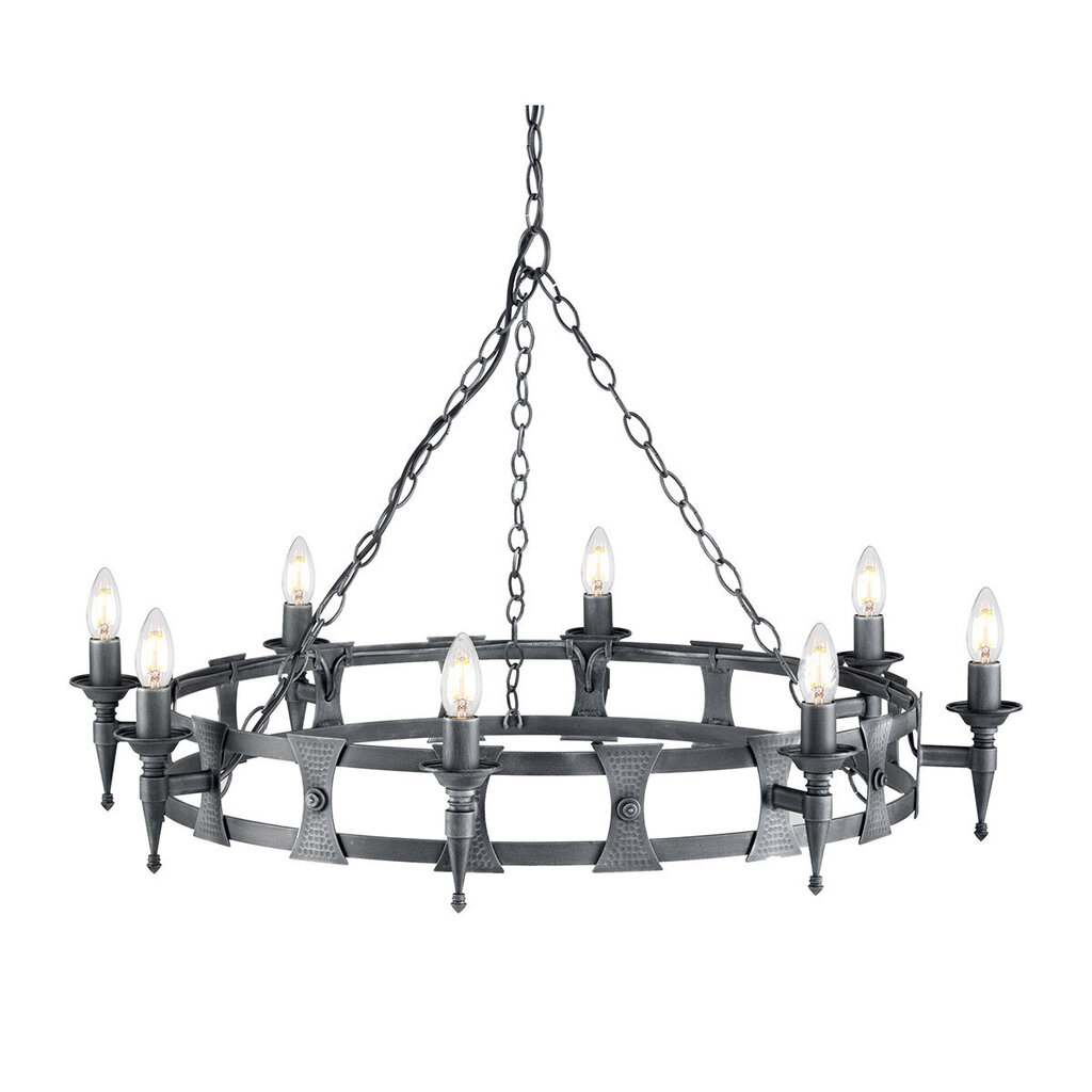 Piekaramā lampa Elstead Lighting Saxon SAX8-BLK-SIL cena un informācija | Lustras | 220.lv