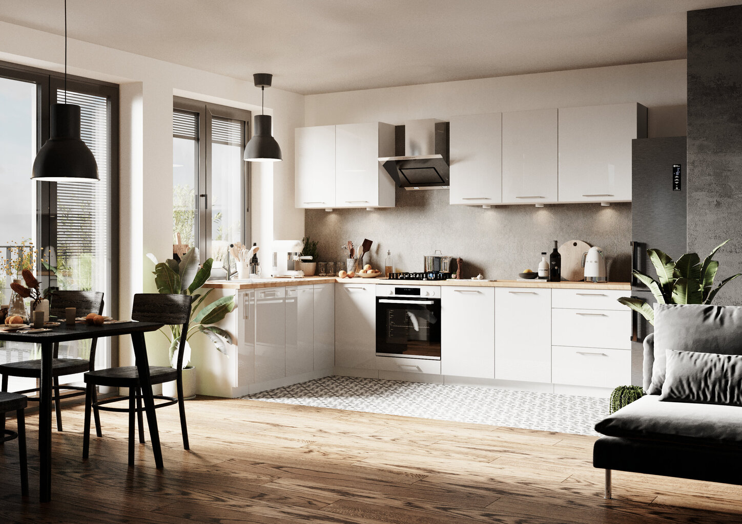 Iebūvējams virtuves skapītis VITA WHITE ACRYLIC GLOSS/BI, balts cena un informācija | Virtuves skapīši | 220.lv