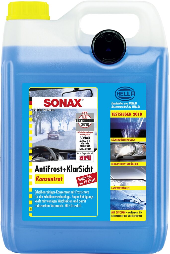 SONAX Ziemas vējstiklu mazgāšanas šķidruma koncentrāts, 5L cena un informācija | Vējstiklu un dzesēšanas šķidrumi | 220.lv