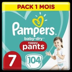 Подгузники-трусики Pampers Baby-dry размер 7, 17+ кг, 104 шт. цена и информация | Подгузники | 220.lv