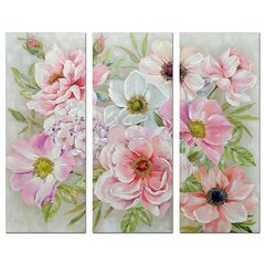 Картина DKD Home Decor Цветы, 60 x 3 x 150 см, 3 шт. цена и информация | Картины | 220.lv