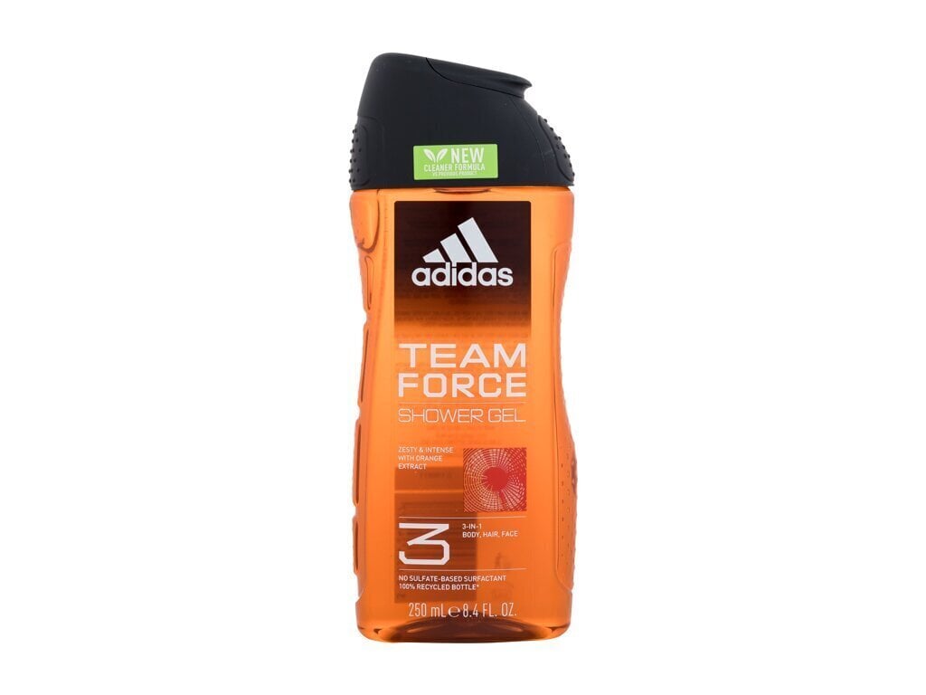 Dušas želeja Adidas Team Force Shower Gel 3in1, 250 ml цена и информация | Dušas želejas, eļļas | 220.lv