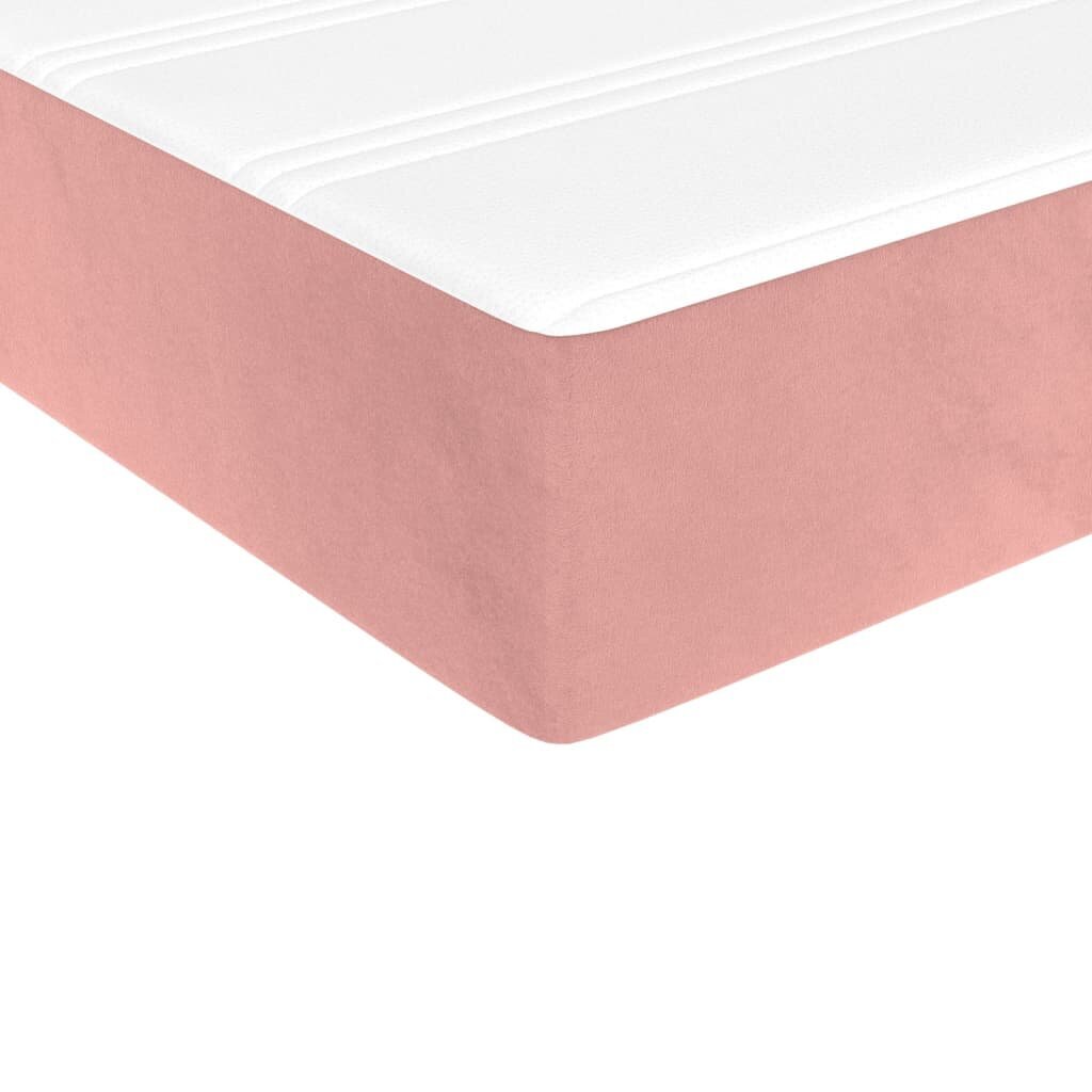 vidaXL kabatu atsperu matracis, rozā, 90x200x20 cm, samts цена и информация | Matrači | 220.lv