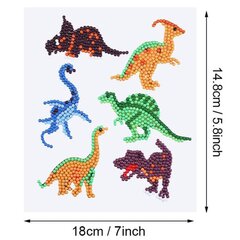 Dimantu mozaīkas uzlīmes Dinozauri 5D, 6 gab. цена и информация | Алмазная мозаика | 220.lv