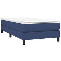 vidaXL atsperu gultas rāmis ar matraci, zils, 100x200 cm, audums cena un informācija | Gultas | 220.lv