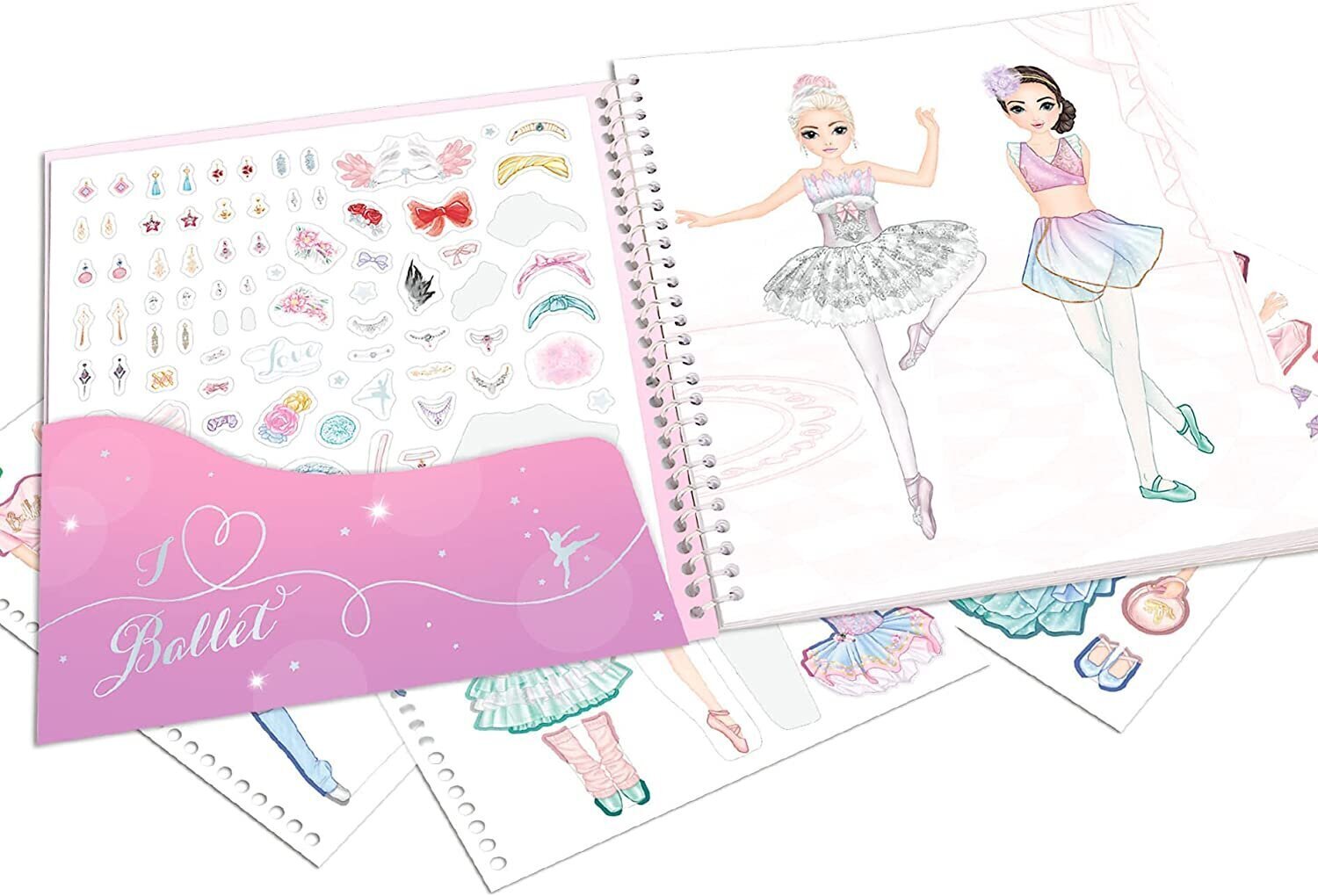 TOPMODEL krāsojamā grāmata Ballet Dress Me Up ar uzlīmēm, 12125 cena un informācija | Krāsojamās grāmatas | 220.lv