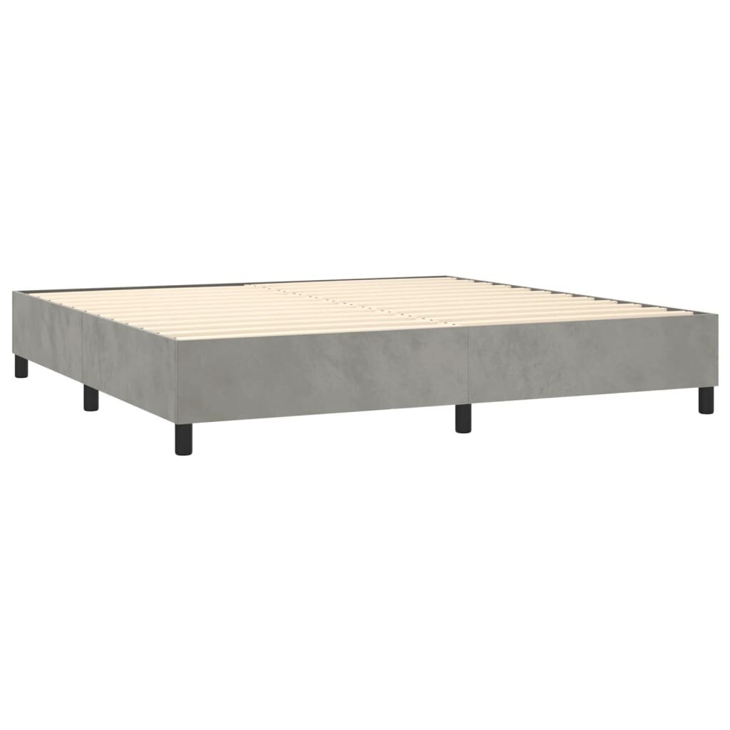 vidaXL atsperu gulta ar matraci, gaiši pelēks samts, 200x200 cm cena un informācija | Gultas | 220.lv