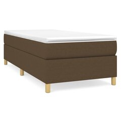 vidaXL atsperu gulta ar matraci, tumši brūns, 90x190 cm, audums cena un informācija | Gultas | 220.lv