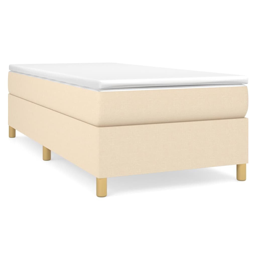 vidaXL atsperu gulta ar matraci, krēmkrāsas, 90x190 cm, audums цена и информация | Gultas | 220.lv