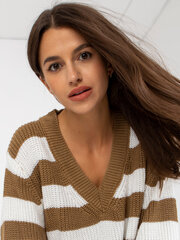 бело-бежевый свитер оверсайз с v-образным вырезом rue paris цена и информация | Женские кофты | 220.lv